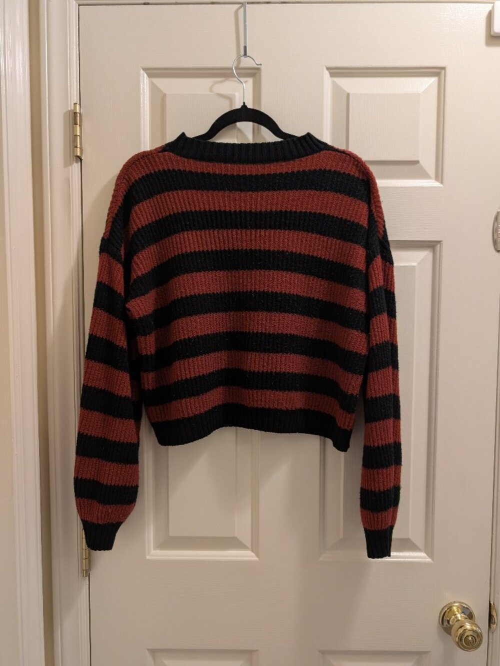 Shein Red and Black Striped Knit Sweater